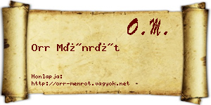 Orr Ménrót névjegykártya